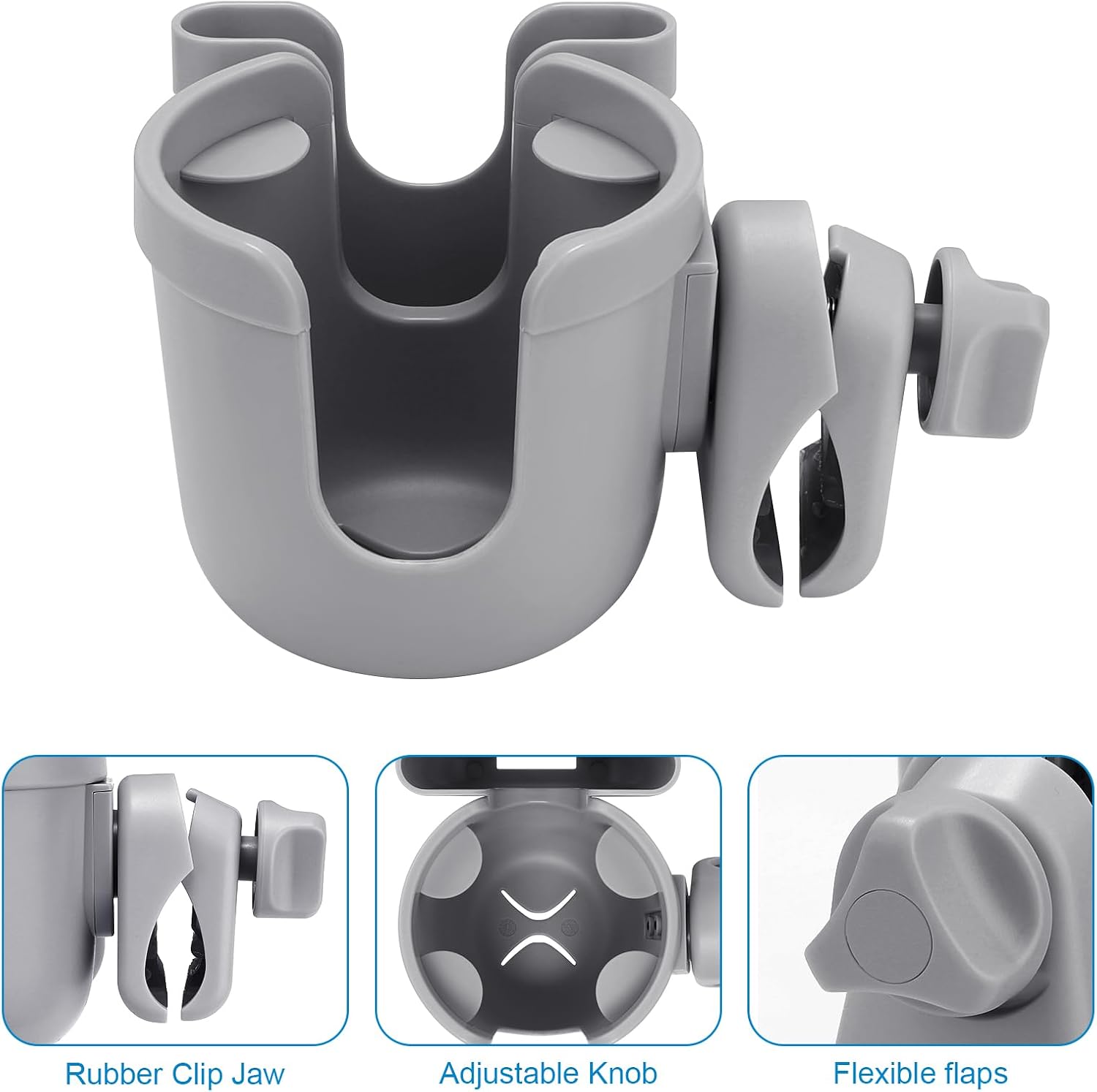 Accmor Stroller Cup Holder with Phone Holder, Bike Cup Holder, Universal Cup Holder for Uppababy Nuna Strollers, 2-in-1 Drinks Holder for Walker