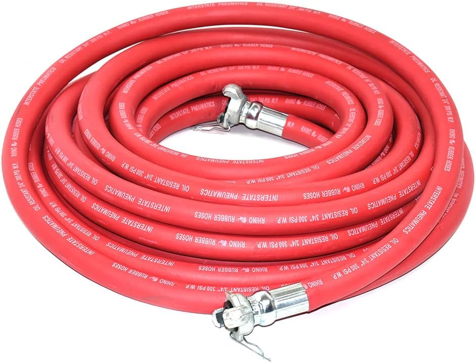 Interstate Pneumatics HJ19-100E Jack Hammer Red Rhino Rubber Air Hose 3/4 Inch x 100 Feet 300 PSI