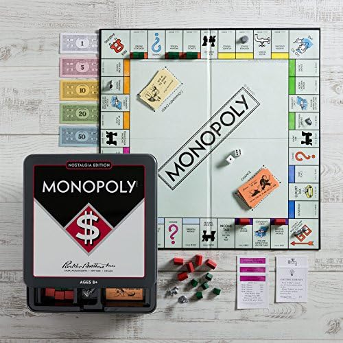 Monopoly Nostalgia Edition Board Game in Collectible Tin by WS Game Company - Vintage Style Property Trading Board Games for Ages 8+
