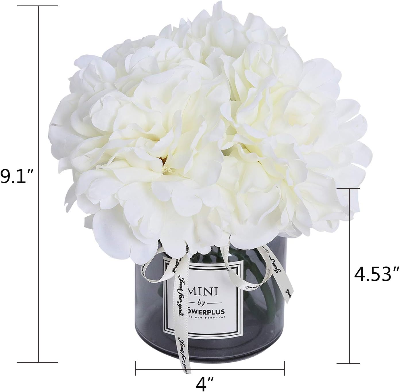 MOOMASS Artificial Peony and Glass vase, Ins Style Artificial Flower Glass Bottle Set, Suitable for Living Room, Dining Table, Office, Wedding