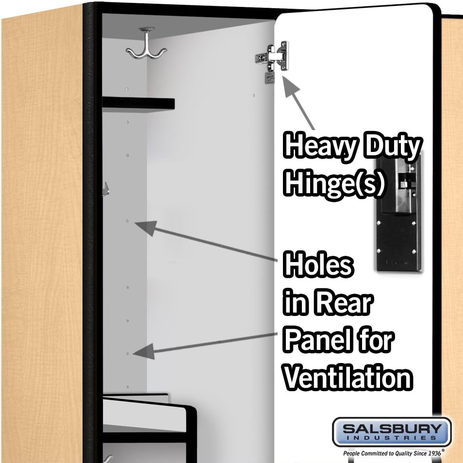 Salsbury Industries 2-Tier S-Style Extra Wide Designer Wood Locker with Three Wide Storage Units, 6-Feet High by 18-Inch Deep, Mahogany