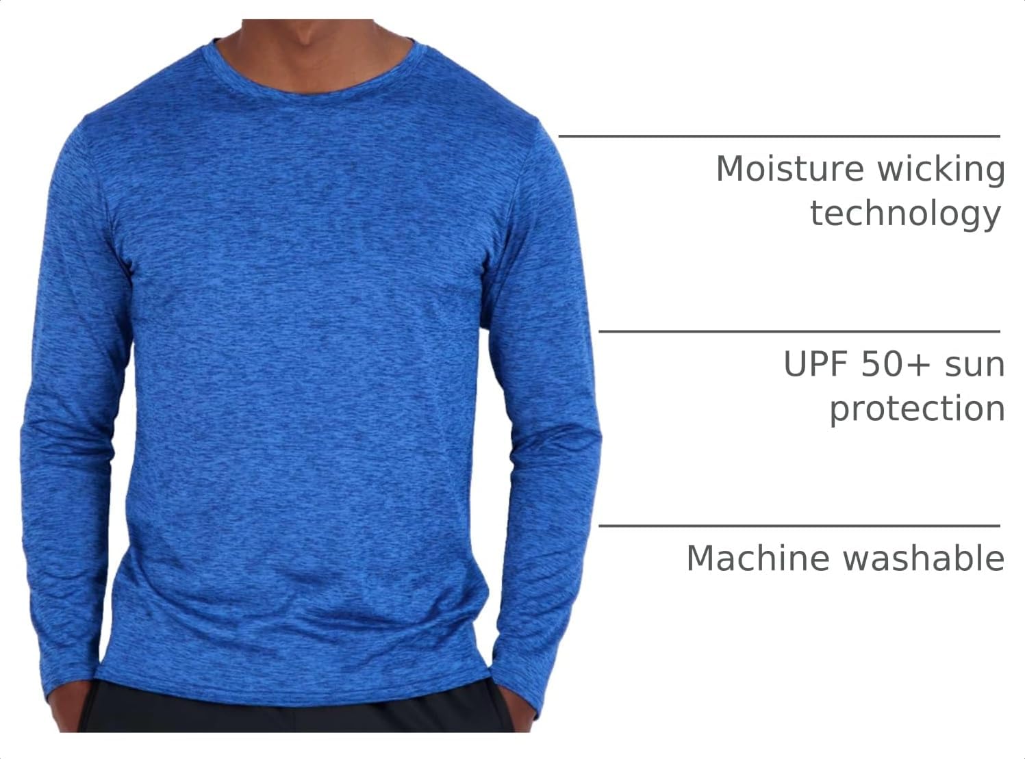 4 Pack Men's Dry Fit Long Sleeve Workout Shirts Gym Athletic Tee Fishing
