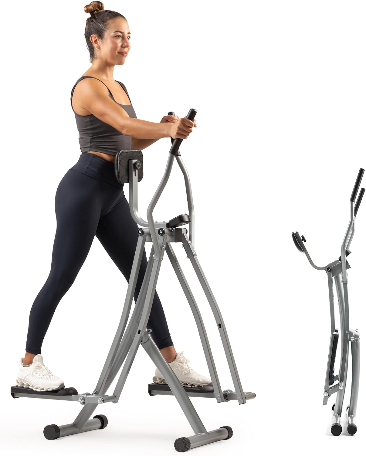 Sunny Health & Fitness Smart Air Walk Elliptical Glider Sprinter Trainer | 30" Stride, Low-Impact, Quiet Operation, Foldable and Compact Design, Digital Monitor, SunnyFit App Connectivity