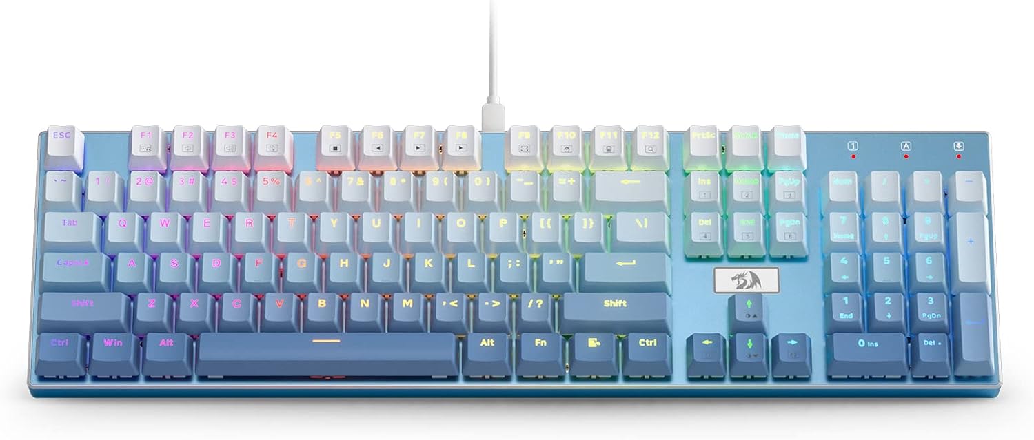 Redragon K556 Wired RGB Mechanical Gaming Keyboard, 104-Key Aluminum Board | Rock-Solid Metal Build, 20 Backlits Immersive ESports Vibe, Hot-swap Comfortable Tactile Brown Switch for Long-Time Typing