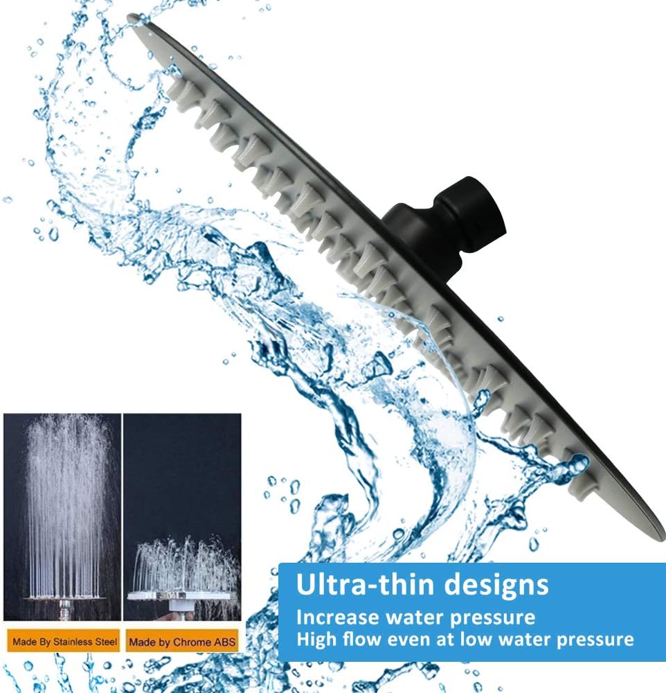 NearMoon Rain Shower Head, Ultra-Thin Design-Pressure Boosting, Awesome Some Experience, High Flow Stainless Steel Rainfall Head (10 Inch