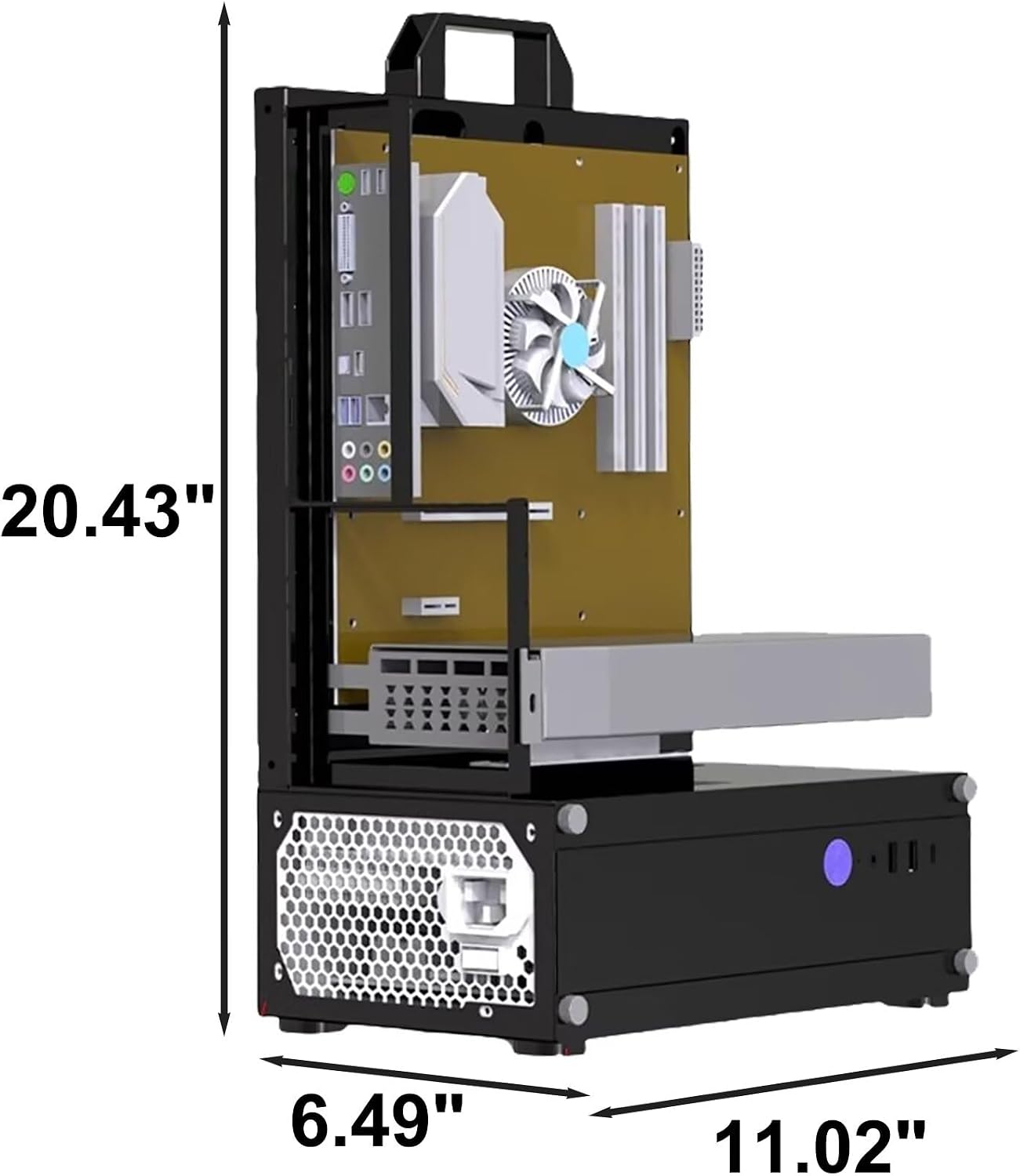 PC Test Bench ATX Case Open Frame Computer Case, Upgraded Version Portable Chassis Bracket, Zinc Coated Steel Cases Shell