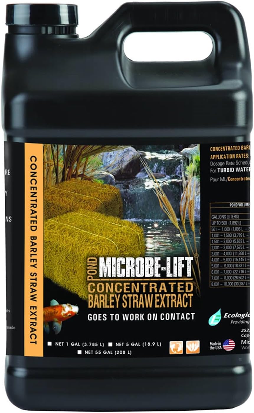 Microbe-Lift Concentrated Barley Straw Extract Conditioner for Ponds – 1 Gallon – Safe for Koi Fish, Plants & Decorations – Natural Pond Conditioner, Cost-Efficient & Organic Solution