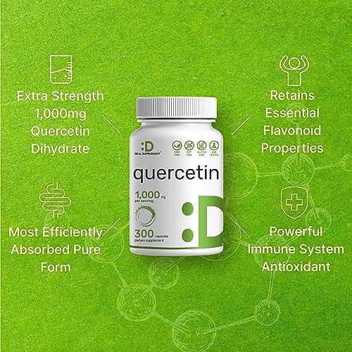 DEAL SUPPLEMENT Quercetin 1, 000mg Per Serving, 300 Capsules – Healthy Immune Support Supplements, High Bioavailable Flavonoids