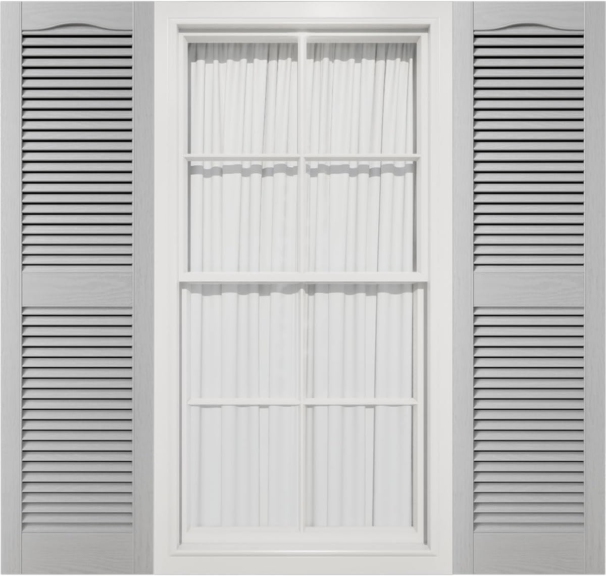 Mid America 00011455002 Standard Size Cathedral Top Center Mullion, Open Louver Vinyl Shutter, w/Installation Shutter-Lok's & Matching Screws (Per Pair), 002, 14 1/2"W x 55"H, Black