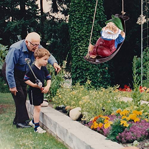 Gnomes Yard Decorations Outdoor Cute Resin Hammock Gnome Hanging Statues Garden Decor Backyard Art