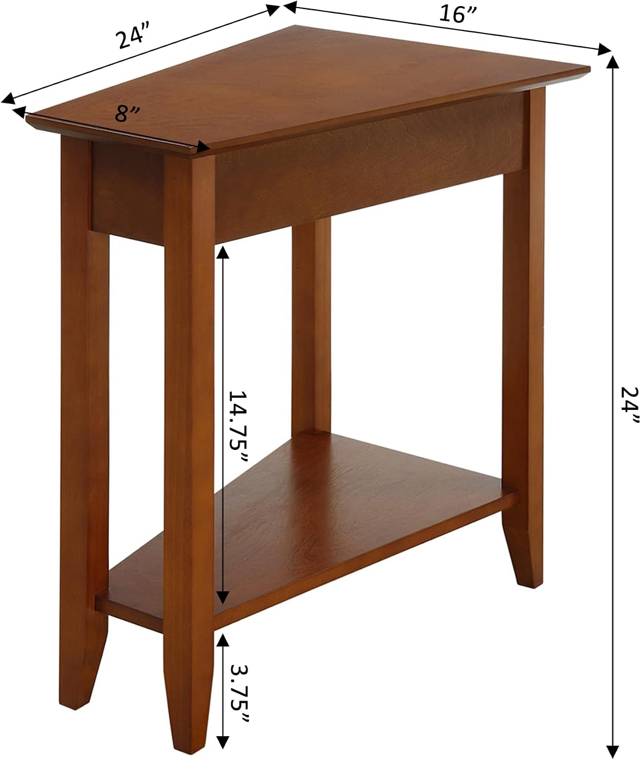 Convenience Concepts American Heritage Wedge End Table 24" - Classic Living Room Table with Storage Shelf, Side Table for Family Room, Bedside Table, Espresso