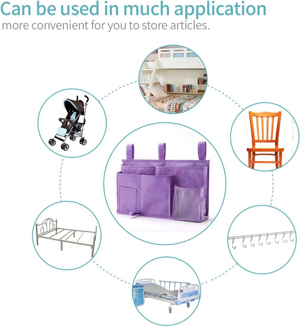 Bseash Bunk Bed Organizer, Bedside Caddy Hanging Bed Organizer Storage Bag 8 Pockets, for College Dorm Rooms Bed, Hospital Bed, Baby Bed Rails