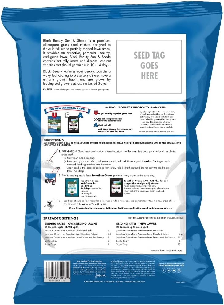 Jonathan Green (12005) Black Beauty Sun & Shade Grass Seed - Cool Season Lawn Seed (7 lb)