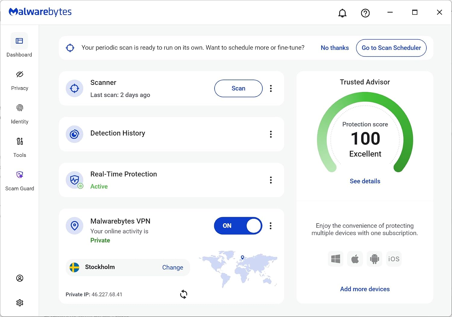 Malwarebytes Standard, Premium Security | 1 Year, 5 Device | Windows, Mac OS, Android, Apple iOS, Chrome [Online Code]