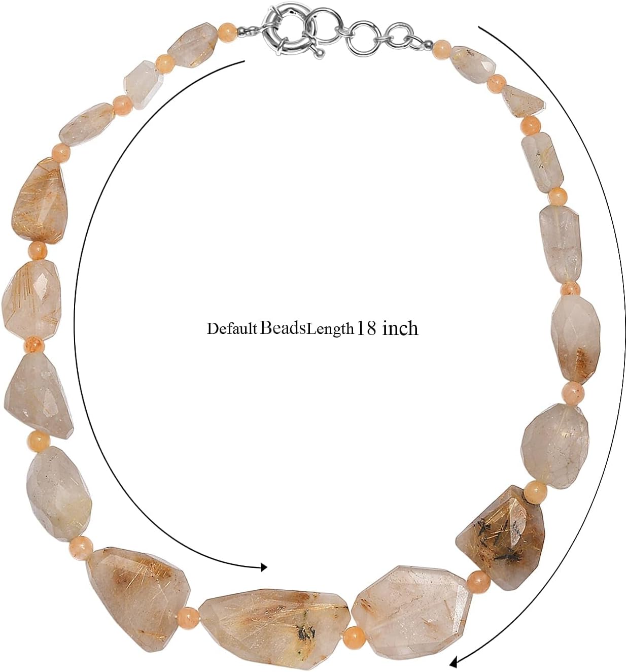 Yellow Aventurine Golden Rutilated Quartz Beaded Necklace Platinum Over 18"