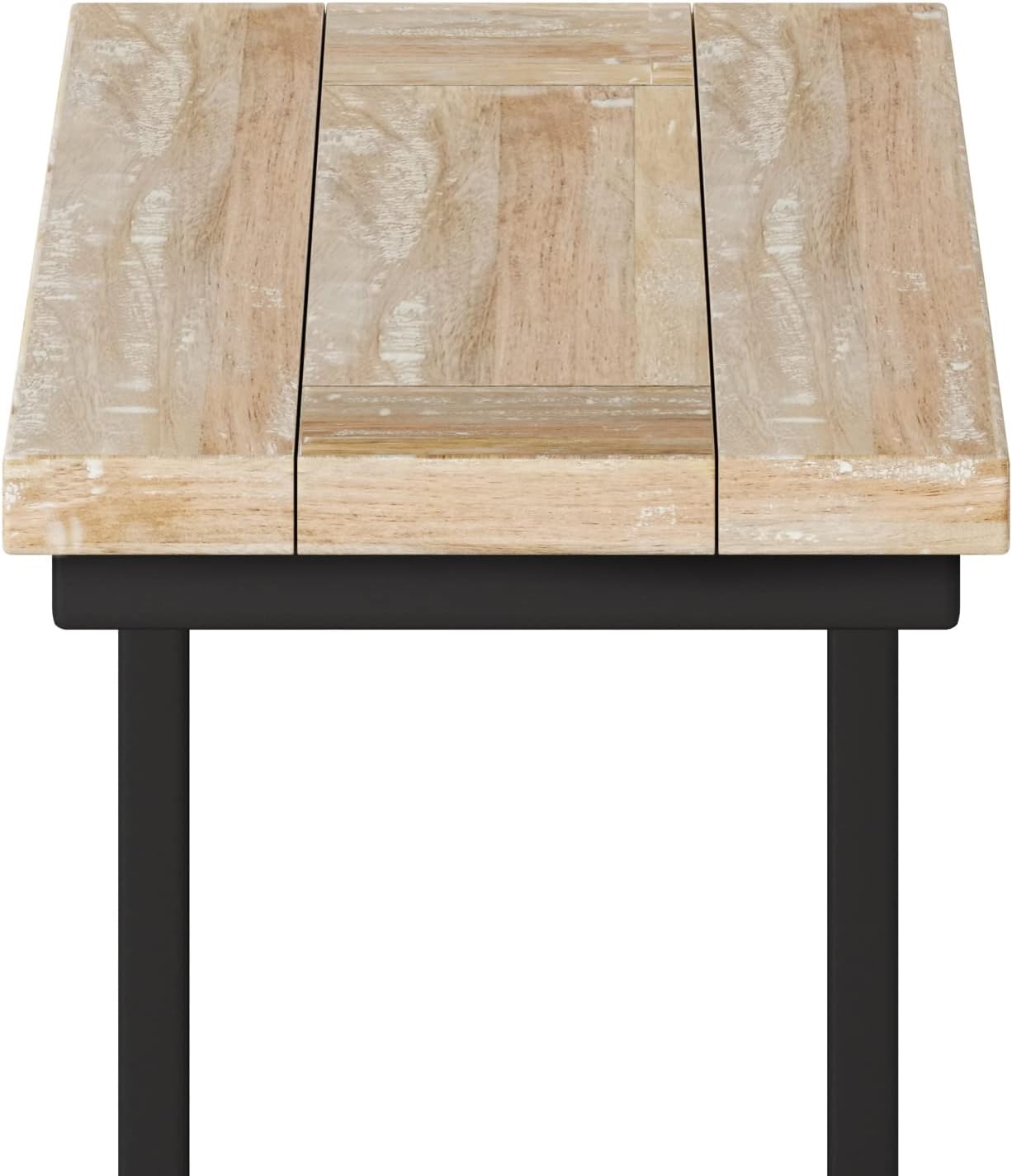 SIMPLIHOME Skyler 18" Wide Solid Wood C-Side End Table in Dark Cognac Brown | Industrial slide-under accent table with open frame, assembled; perfect for living rooms as a side table or sofa table.