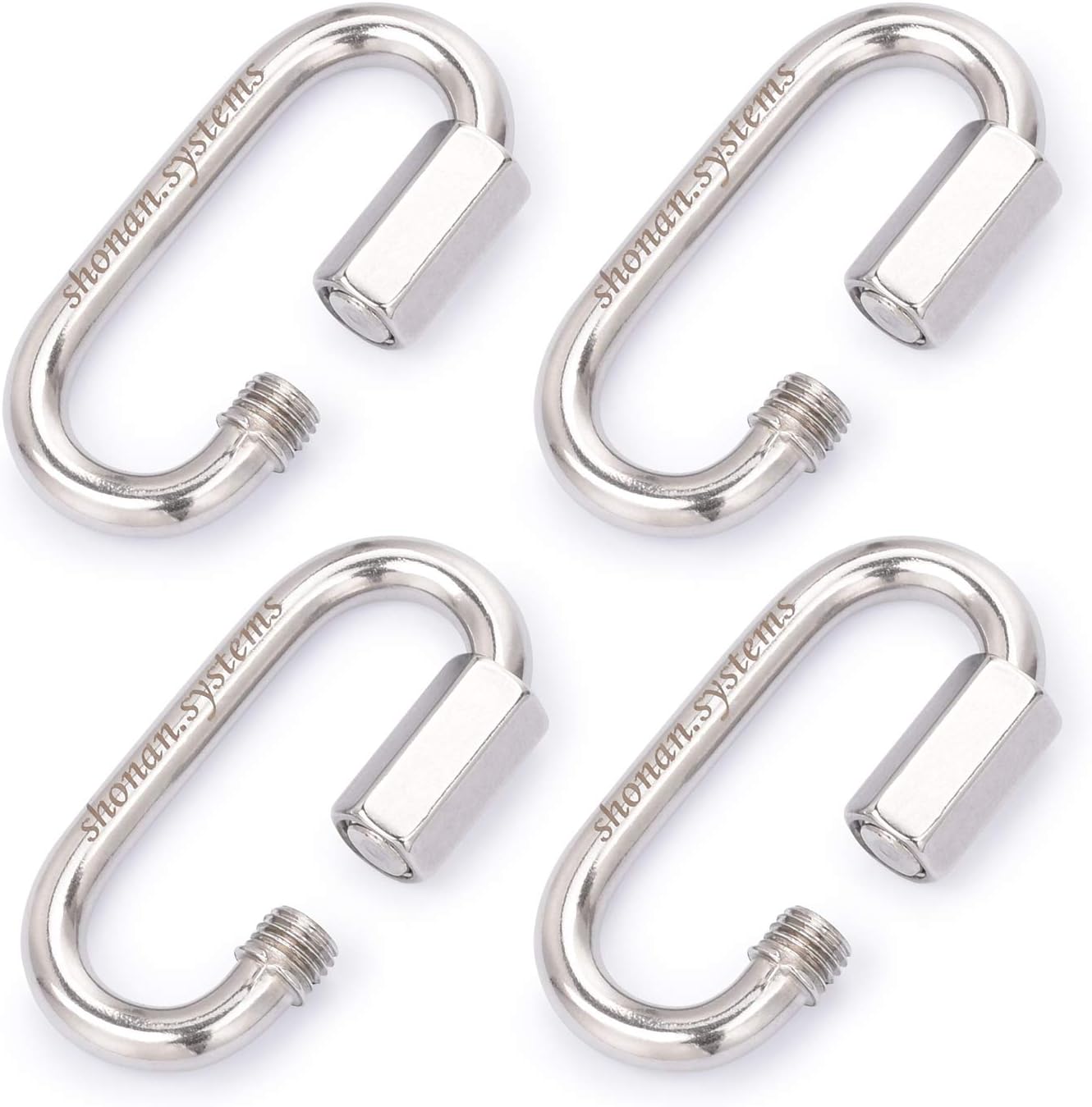 SHONAN Heavy Duty Marine Chain Quick Links, Stainless Steel Chain Connectors, Corrosion Resistant Locking Carabiners