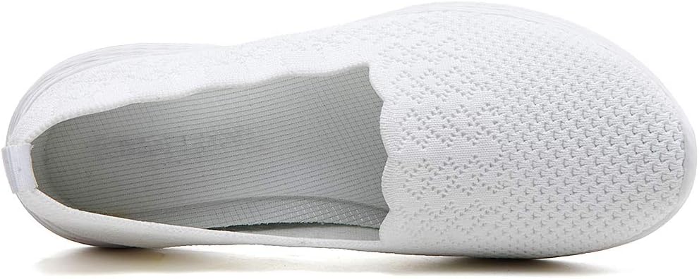 poemlady Women's Walking Shoes Slip On Knit Mesh Loafers Round Toe Flat