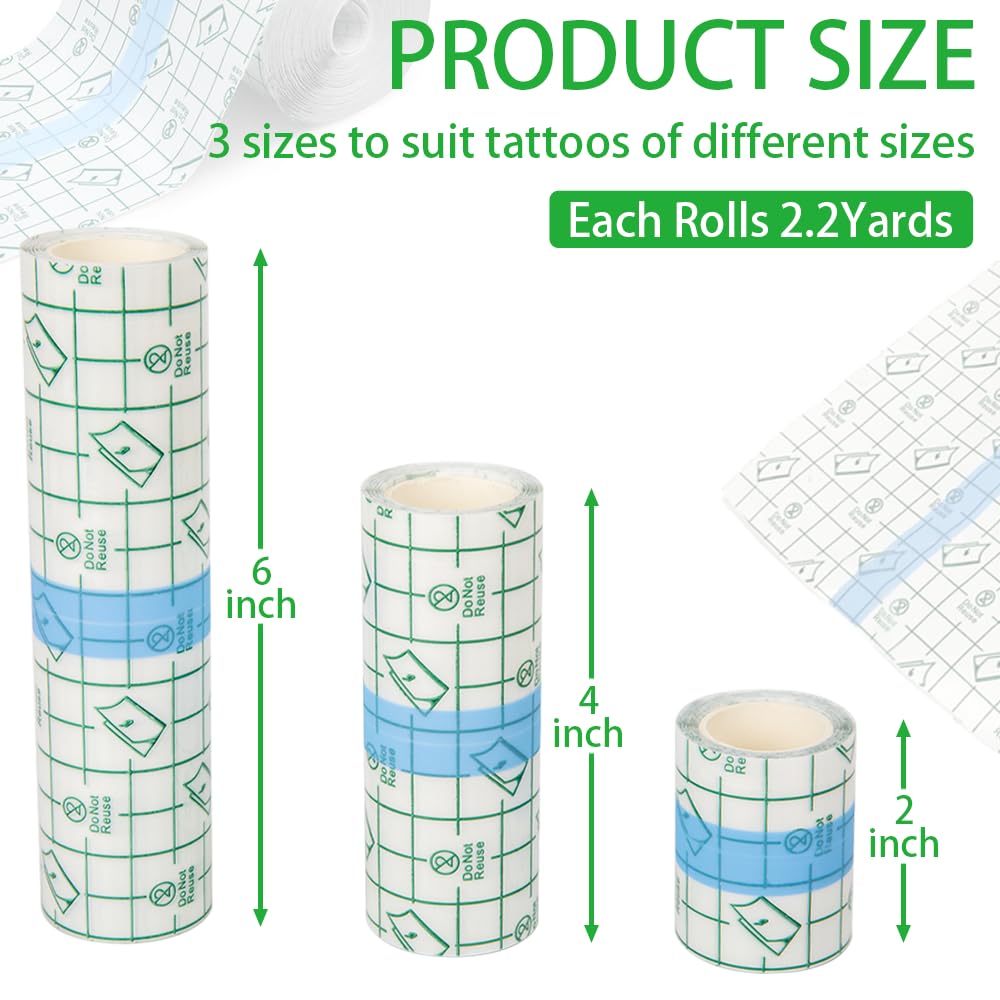 Flatoedu Tattoo Aftercare Bandage Roll 6" x 2 Yard - Waterproof Film