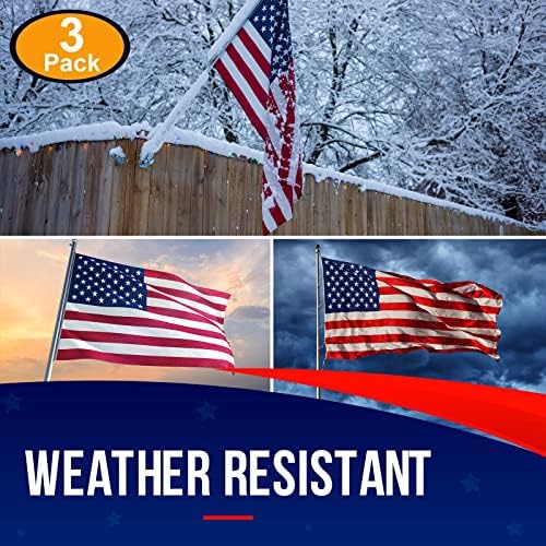 American Flag Made in USA | American Flags for Outside 3X5 | Premium US Flag 3X5 Heavy Duty Outdoor with Embroidered Stars and Sewn Stripes.