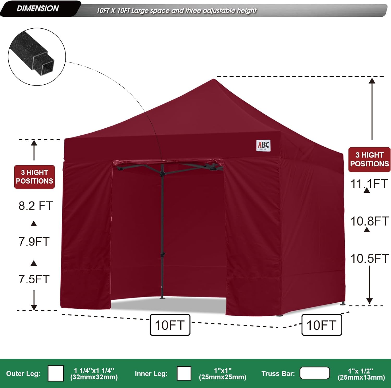 ABCCANOPY Heavy Duty Easy Pop up Canopy Tent with Sidewalls 10x20, Turquoise