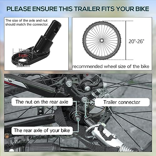 Aosom Bike Trailer Foldable Bicycle Trailer16 Inch Pneumatic Tire Black | Universal Coupler, Foldable Frame, Safe Reflectors Design