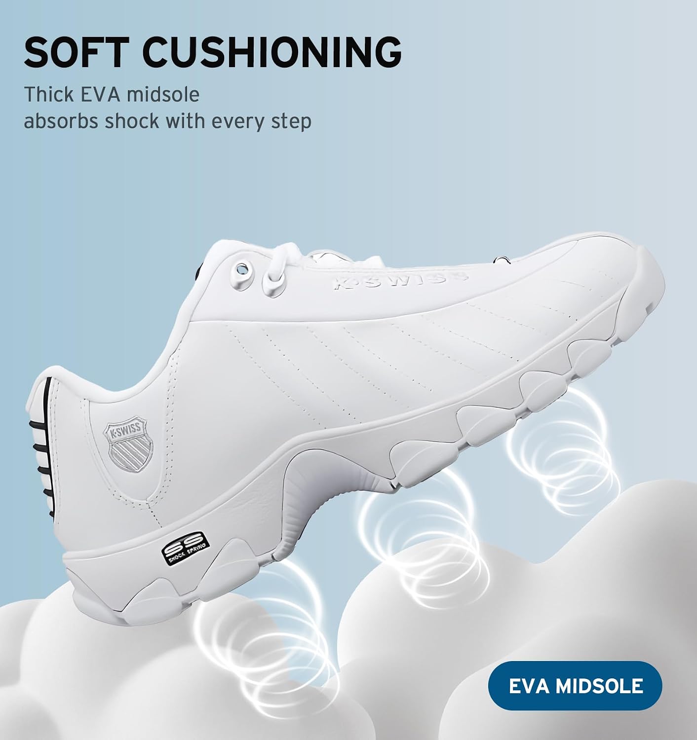 K-Swiss Men's ST329 CMF Sneaker, Wide Tennis Walking Shoes Leather Upper | Court Inspired, Tennis Heritage, Comfort Soft Cushioning, Arch Support, Wide Feet Fit, Chunky Silhouette, Classic Style.