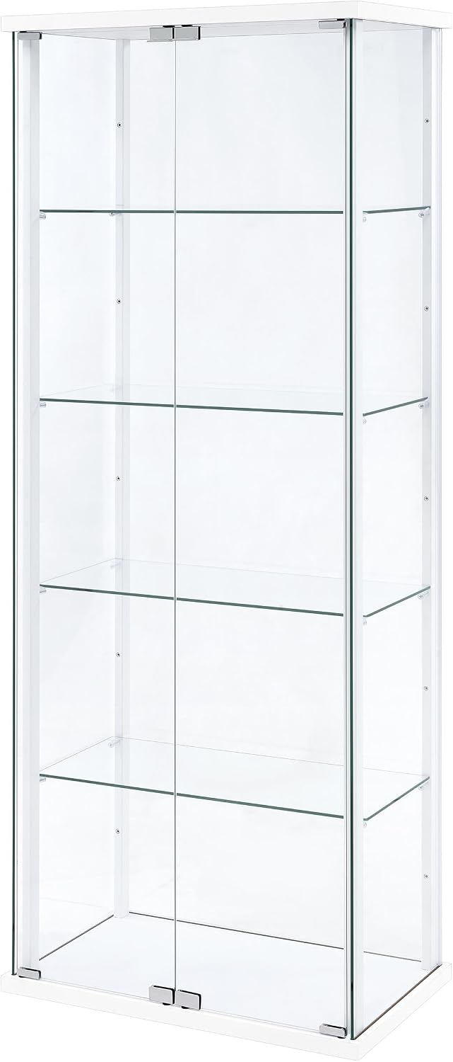 Coaster Home Furnishings - Delphinium - Glass - 4-Shelf Curio Cabinet with Wood Top and Base, Two Doors, and Chrome Hardware - Living Room - 64-Inch - Black - 950170