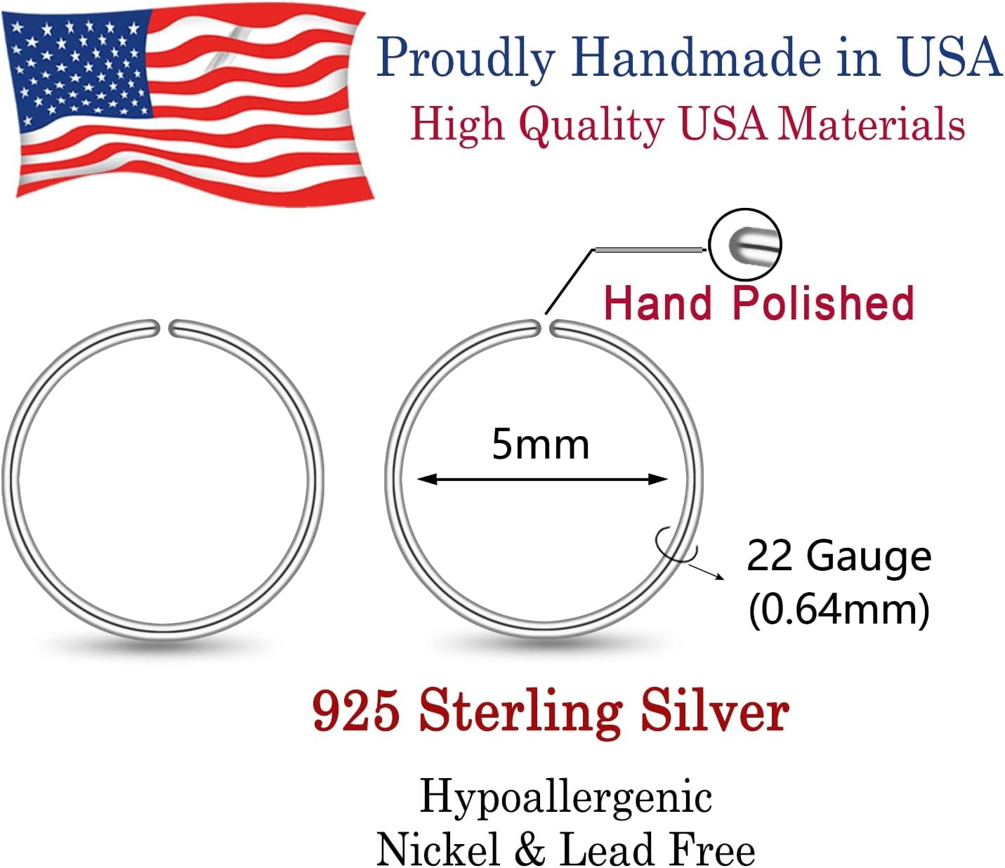 Small Gold or Sterling Silver Huggie Hoop Earrings for Women Cartilage Nose Helix Tragus