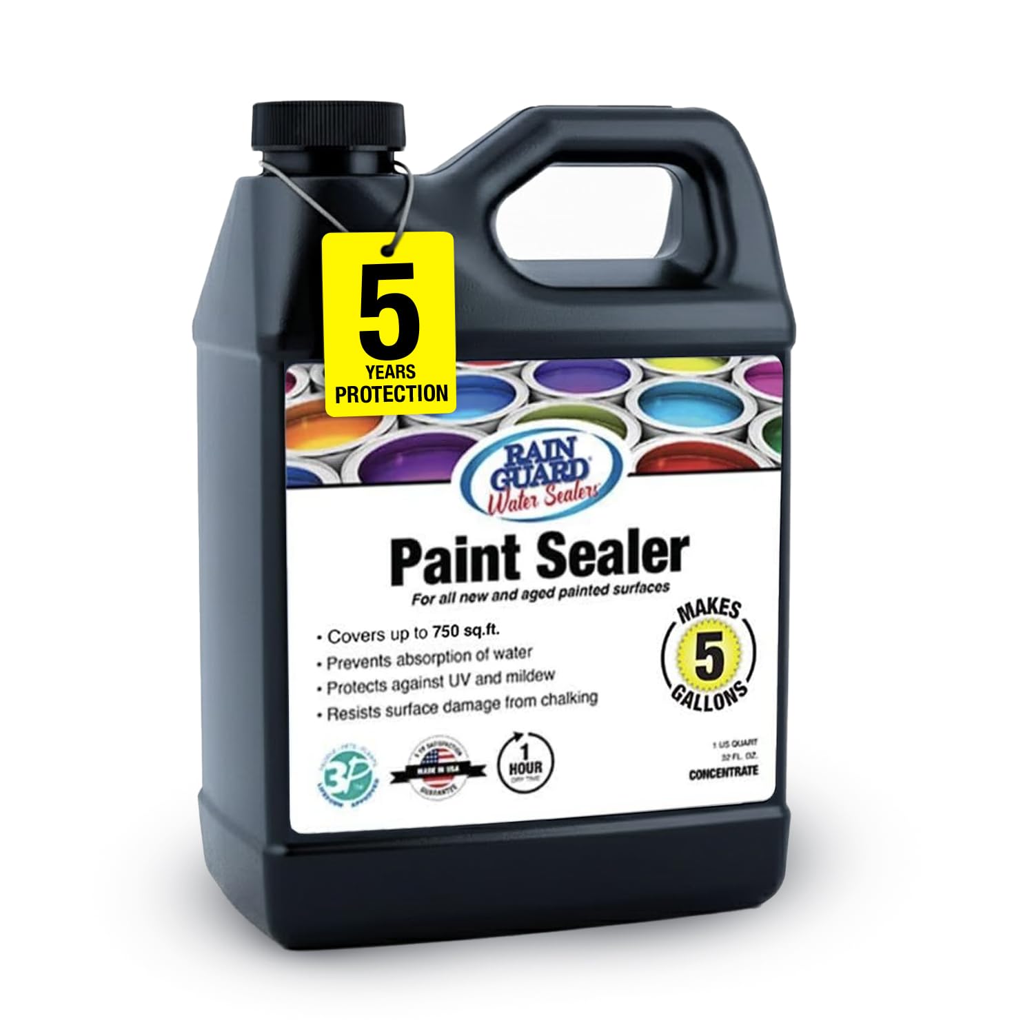 Rain Guard Paint Sealer Concentrate SP-9002 | Makes 2 Gallon | Protects Painted Concrete, Wood, Stone | Silane/Siloxane Acrylic Waterproofer | UV Resistant | Fast Drying | Semi-Satin Finish | Protects Painted Concrete, Painted Wood, Painted Stone, Silane…