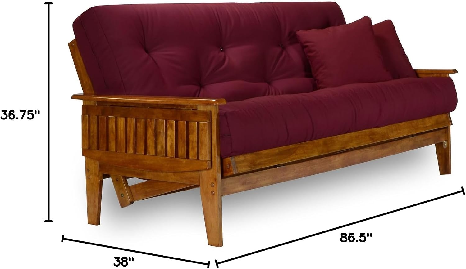 Eastridge Futon Set - Full Size, Frame, 8" Mattress, Twill Black Cover