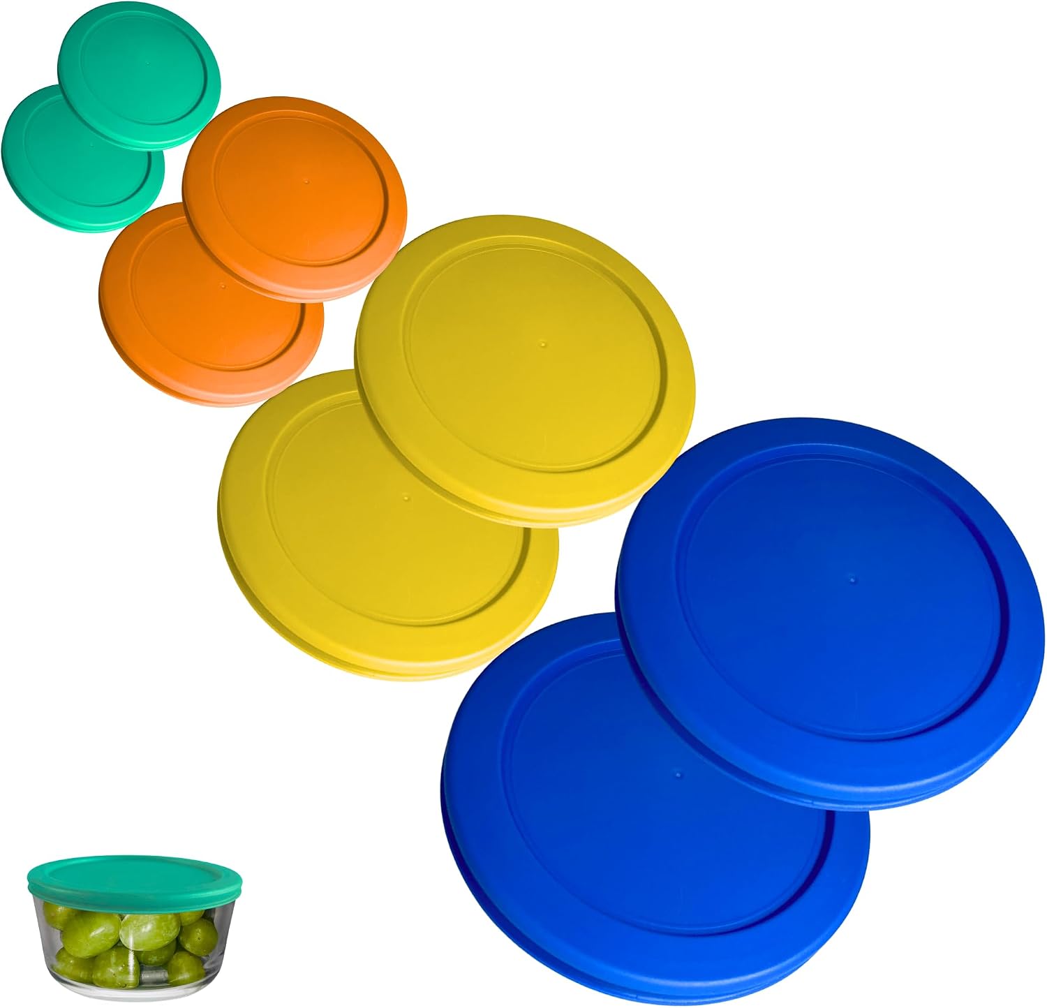 1, 2, 4 & 7 Cup Green, Orange, Blue, Red Replacement Lids/Covers for Pyrex