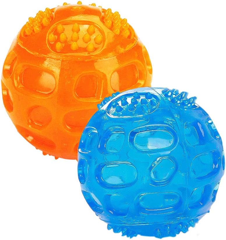 ACEONE Dog Squeaky Ball, Pet Squeak Chew Bouncy Rubber Toy Balls for Small Medium Dogs Indestructible Exercise Training Playing (3 Balls)