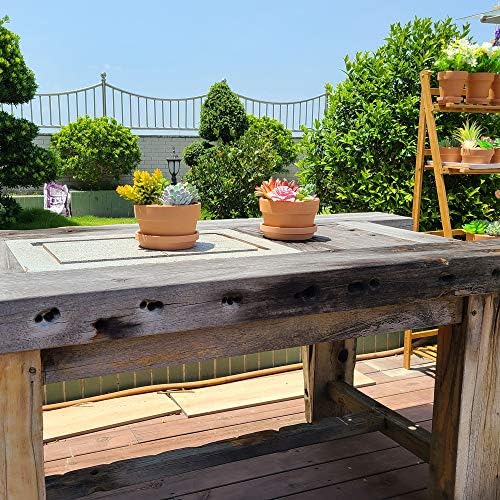 Yishang 6 Inch Terracotta Shallow Planters with Saucer/Tray, Ceramic Flower Clay Plant Pots with Drainage Hole