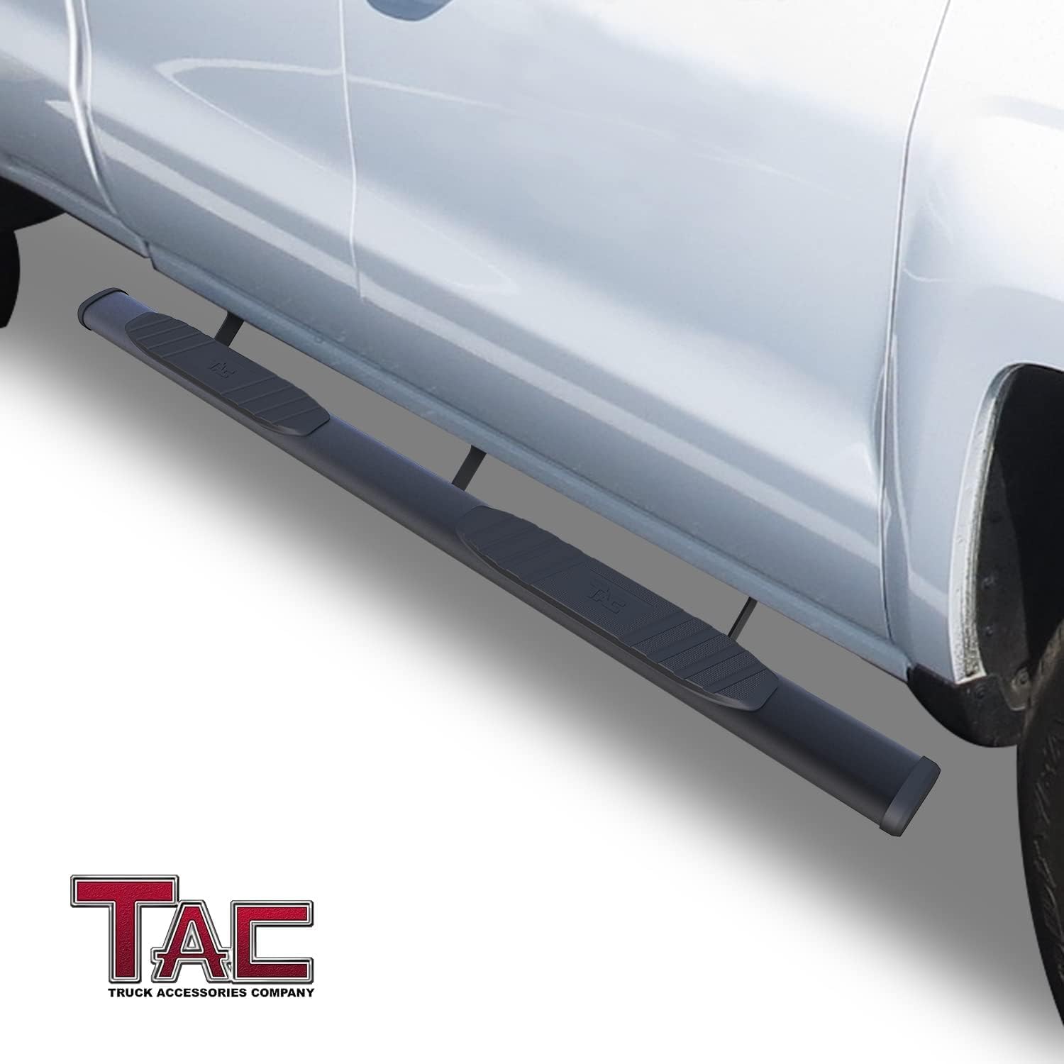 TAC Side Steps Fit Chevy Silverado/GMC Sierra 1999-2018 1500 & 1999-2019 2500/3500 Extended/Double Cab (Excluding C/K Classic) (Body Mount) Truck Pickup 3" Black Side Bars Nerf Bars 2 Pieces
