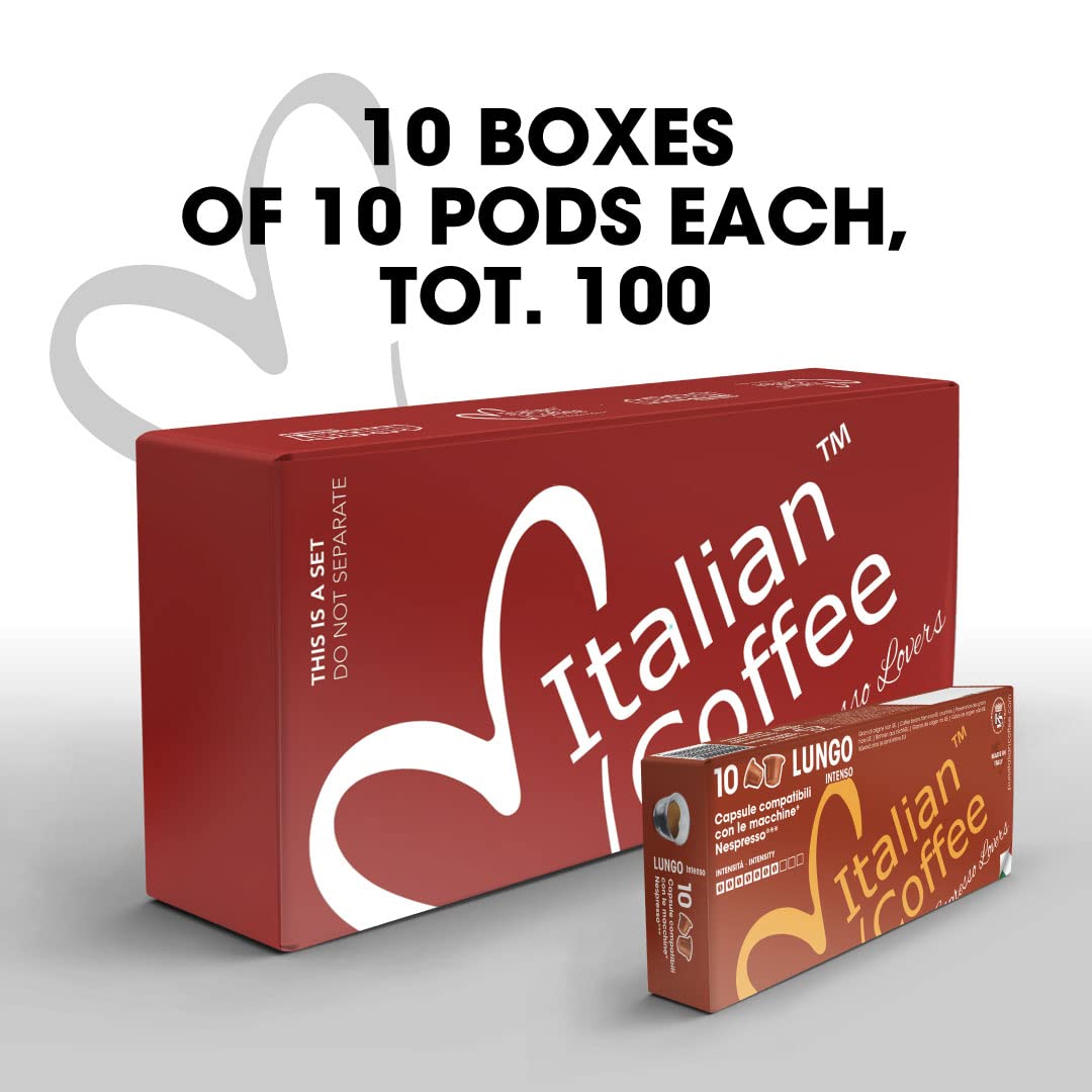 Italian Coffee Pods for Nespresso Original (Pack of 100 Regular Passione) | Compatible with Nespresso Original Machines, BPA-free espresso capsules, made in Italy, Intensity 9/10
