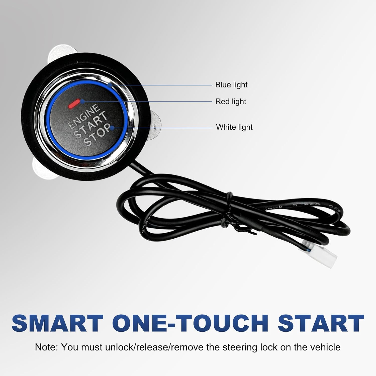 Car Push Engine Start Button Kit, Anti-Thief RFID Push to Start Ignition Kit Installation Assembly