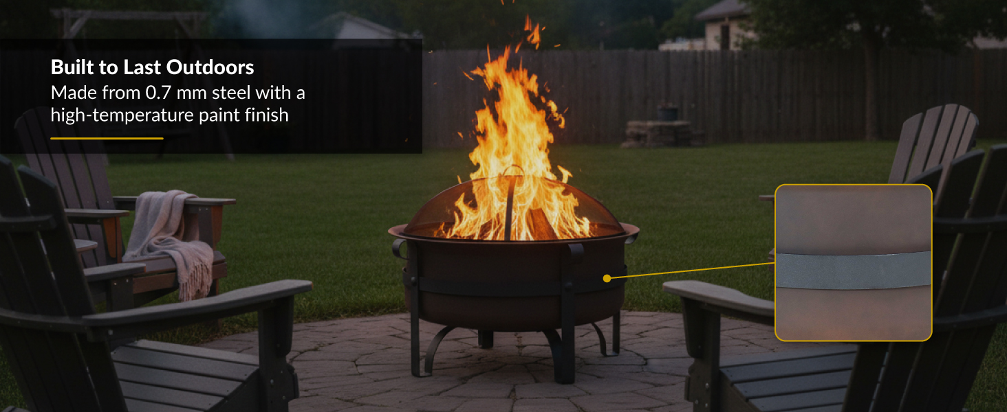 built to last outdoors made from 0.7 mm steel with a high-temperature paint finish