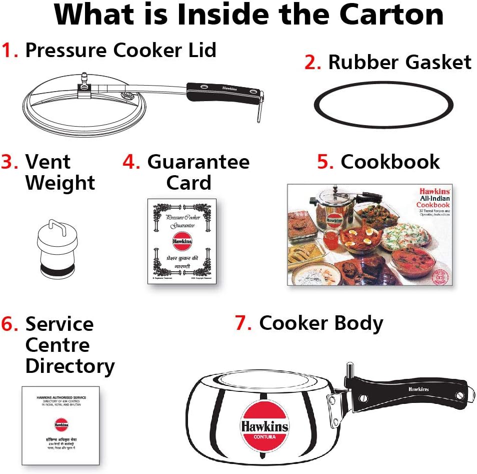 Hawkins 3.5 Litre Contura Pressure Cooker, Handi Inner Lid Cooker, Silver (HC35)