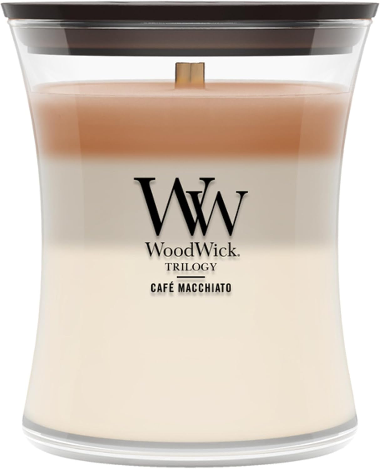 WoodWick Café Sweets Trilogy Holiday Candle Gifts for Women and Men, 9.7 oz Medium Hourglass Trilogy Candle with Crackling Wick