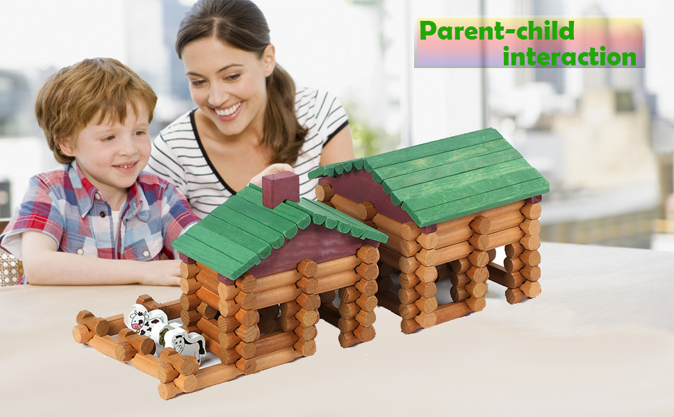 wooden buiklding log set
