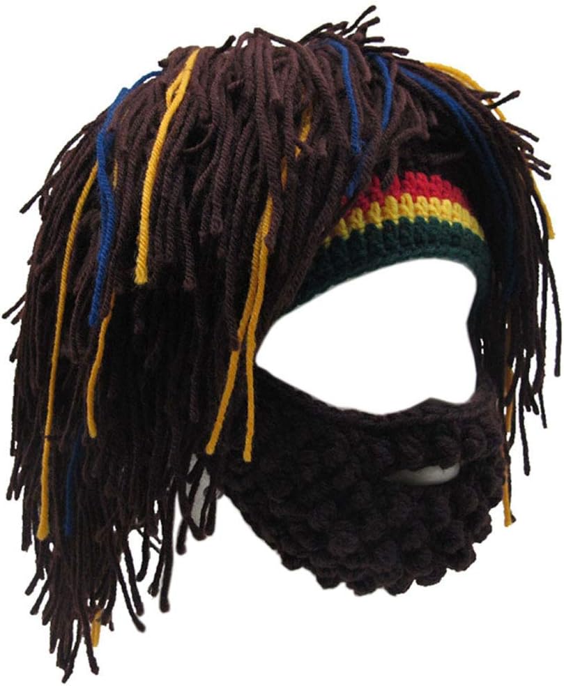 Creative Barbarian Knit Beard Hat Funny Knit Cap Wig Beanie Hats