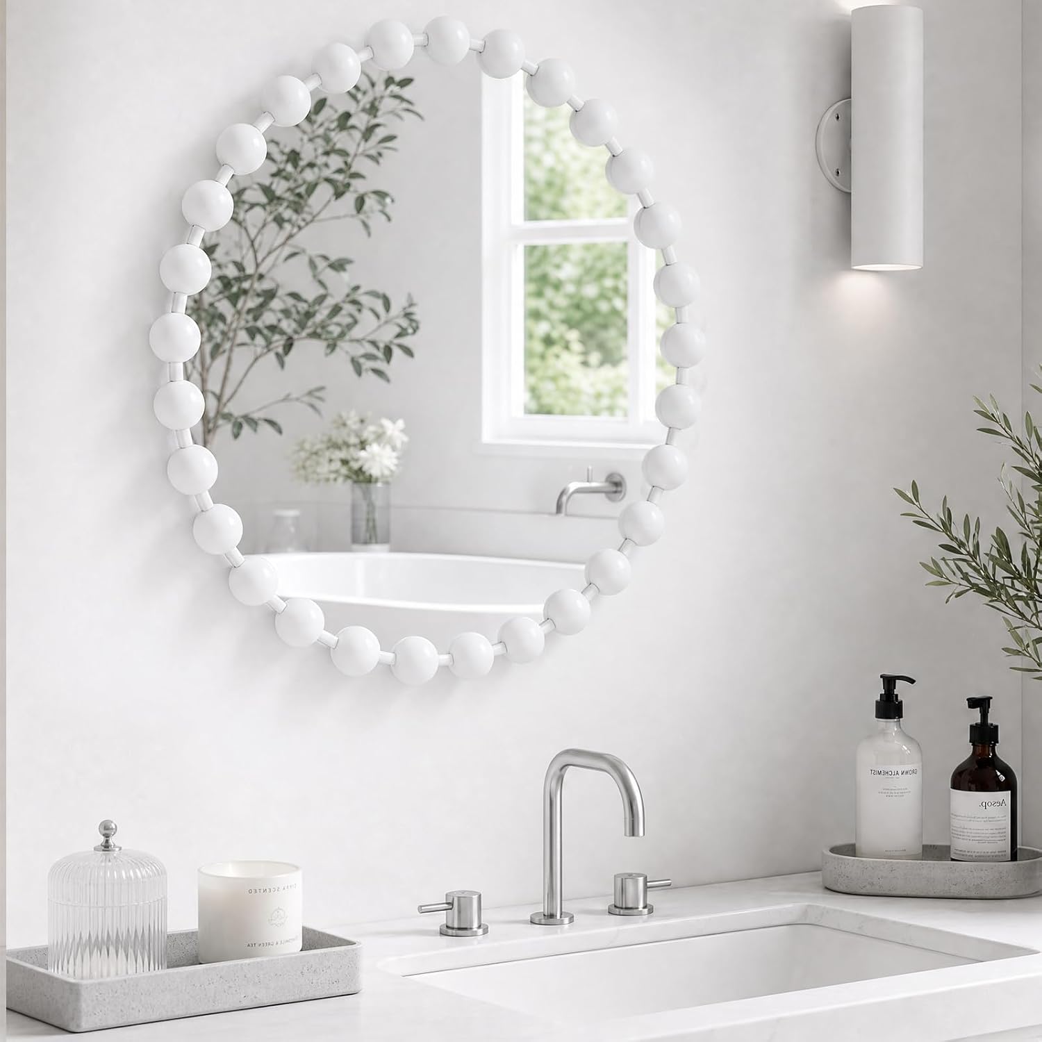 Madison Park Round Mirror, Metal Frame Circle Mirror 27 inch, Wall Art Decor Mounted Hanging for Entryway, Bathroom, hallway, Living Room, Vanity