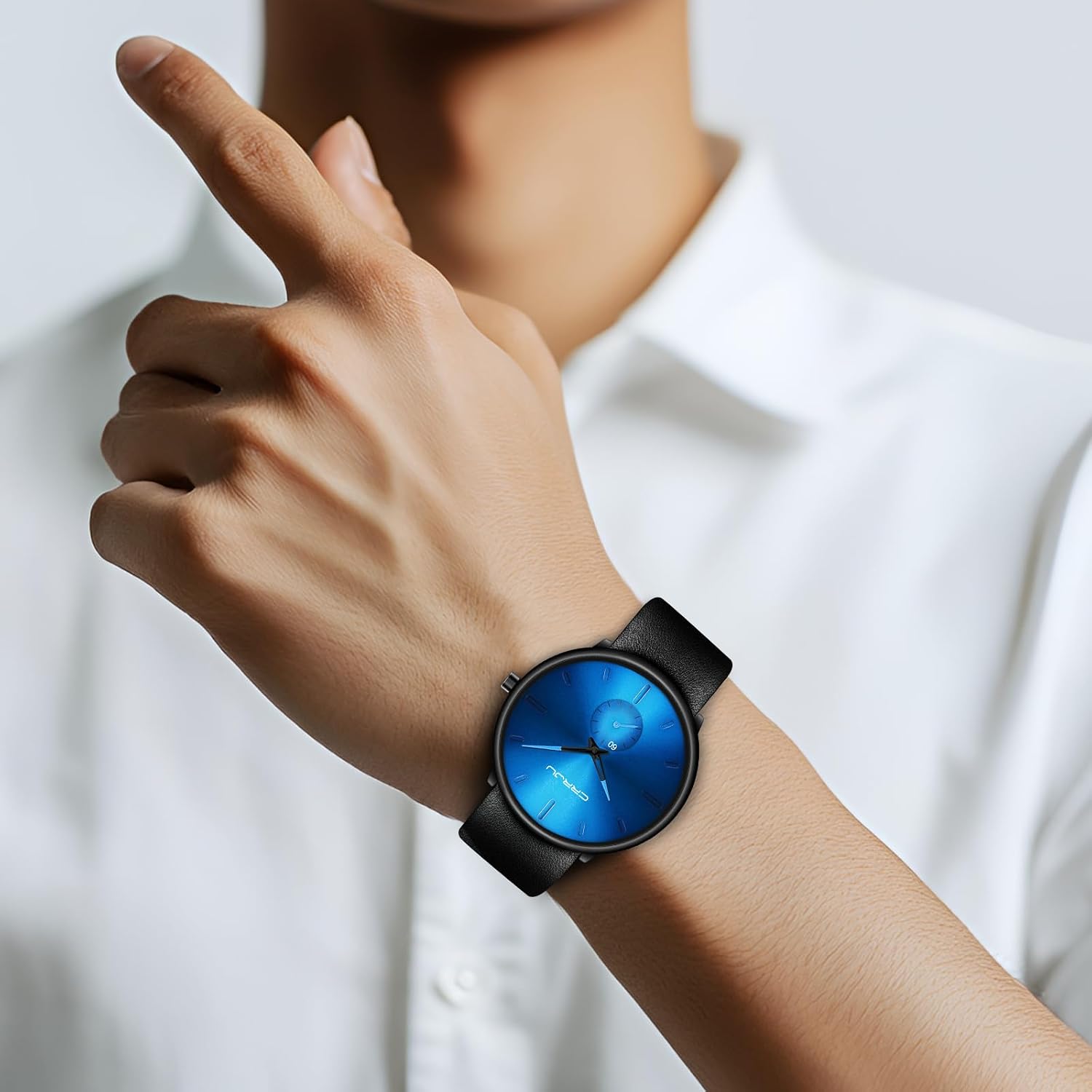 Mens Watches Ultra-Thin Minimalist Waterproof-Fashion Wrist Watch for Men Unisex Dress with Leather Band