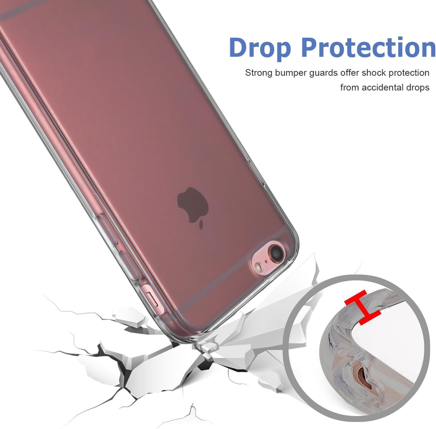 TENOC Phone Case Compatible with iPhone SE (2nd 2020 and 3rd 2022 Generation) & iPhone 7 & iPhone 8, Clear Case Shockproof Protective Bumper Slim Cover for 4.7 Inch