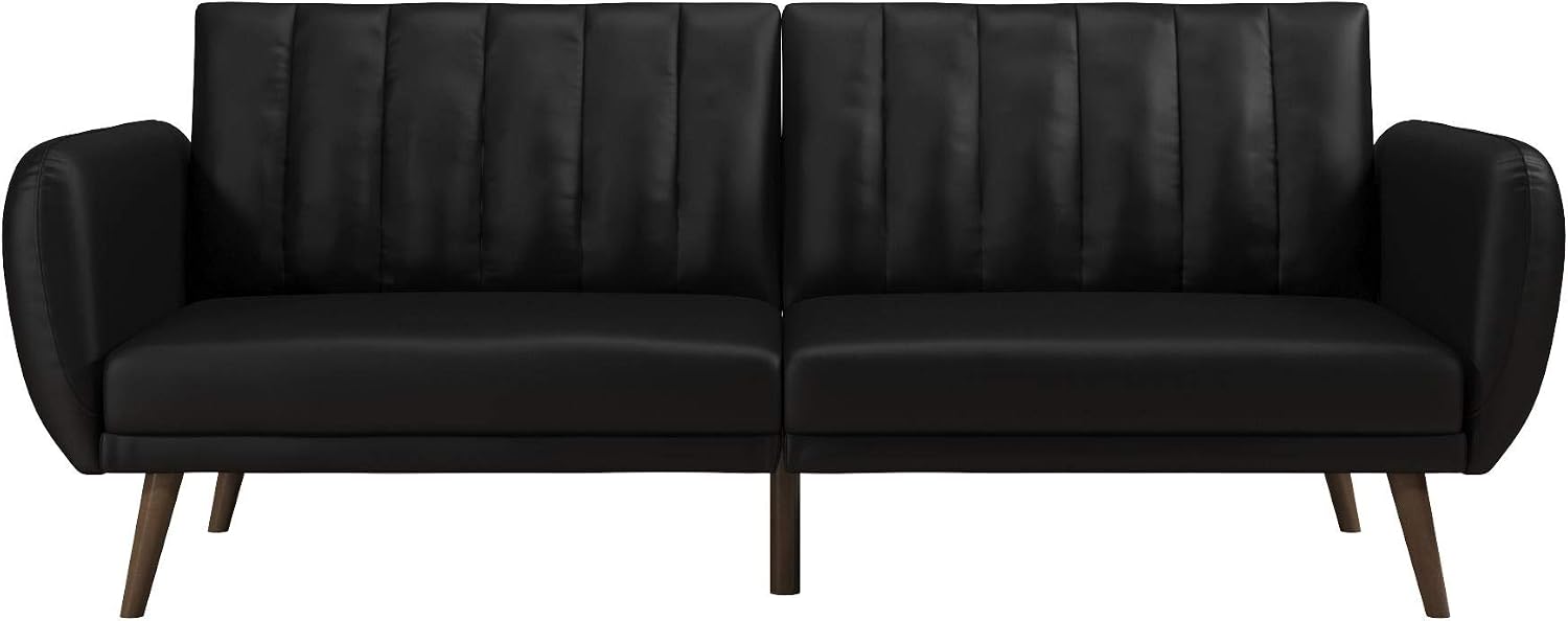 Novogratz Brittany Futon Sofa Bed and Couch Sleeper, Camel Faux Leather