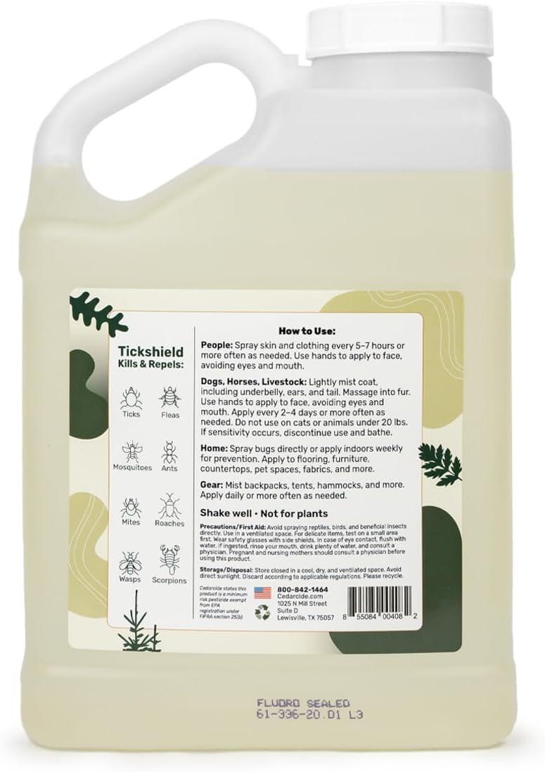 Cedarcide Extra Strength Tickshield | Deep Woods Cedar Oil Tick & Mosquito Repellent Spray for People, Pets, & Indoors | Kills & Repels Fleas, Ticks
