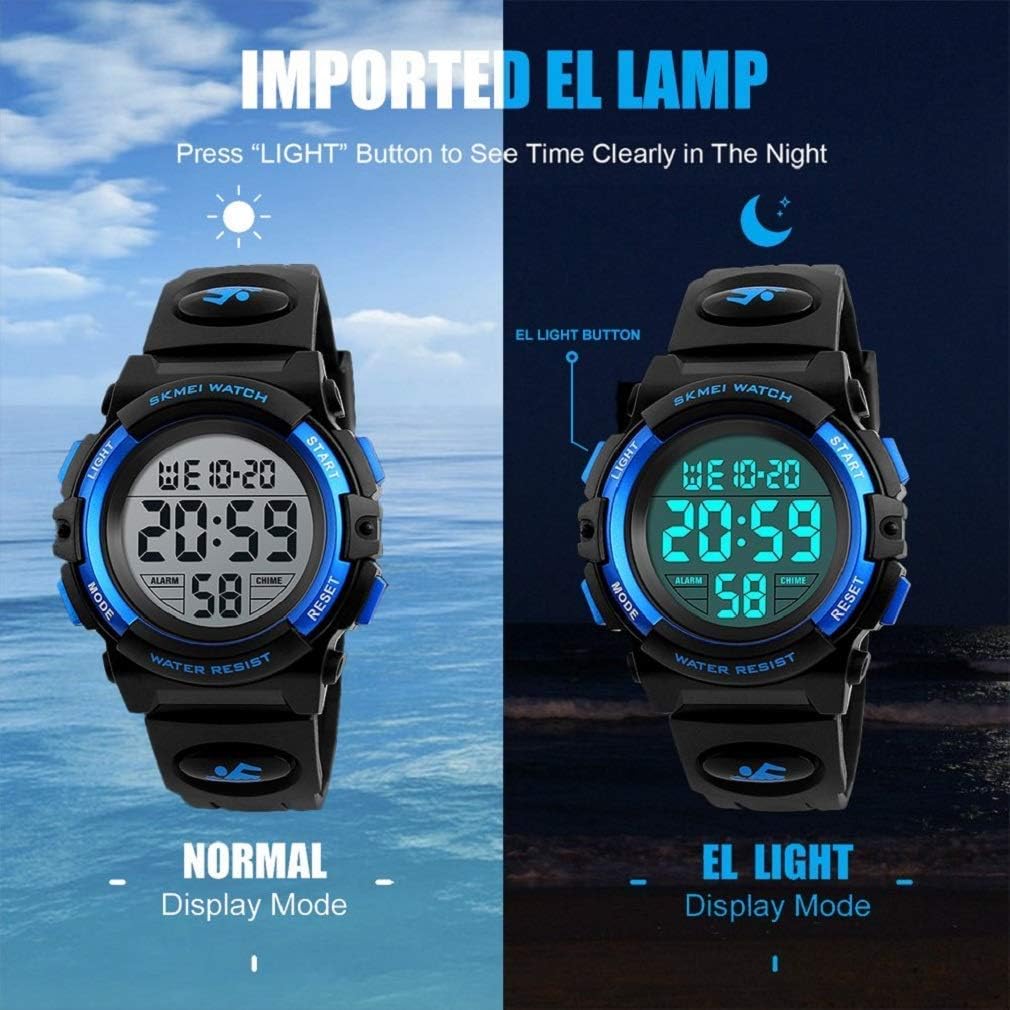 cofuo Kids Digital Watch for Boys Girls, Boys Watches Ages 3-17,Sport Outdoor Watch for Kid, 50M Waterproof Analog Multifunctional Chronograph LED Alarm Stopwatch Silicone Band, Kids Gift