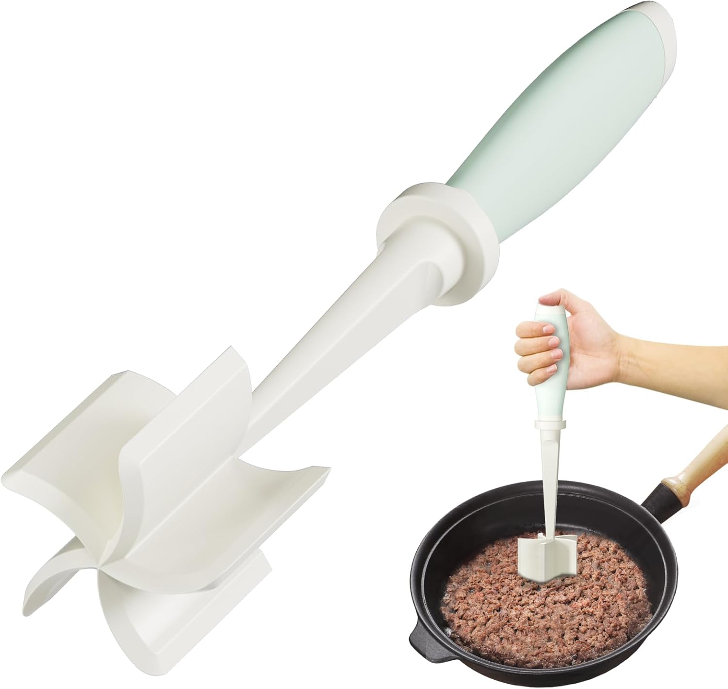 Upgrade Meat Chopper Hamburger Masher Ground Beef Smasher Utensil Mix Tool