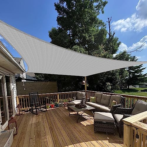 E&K Sunrise 8' x 10' Sun Shade Sail Rectangle Canopy Shade Cover UV Block for Patio Backyard Garden Outdoor (Gray)